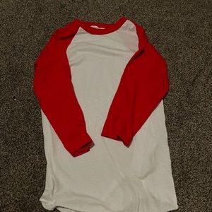 red baseball tee